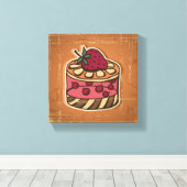 レトロスタイルのケーキイラストレーション キャンバスプリント (インサイチュ (ウッドフロア))