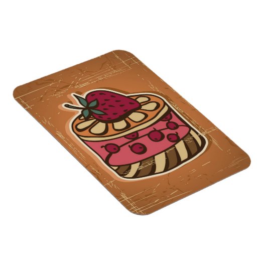 レトロスタイルのケーキイラストレーション マグネット (右側)