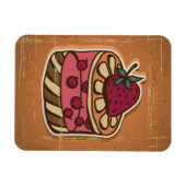 レトロスタイルのケーキイラストレーション マグネット (横)