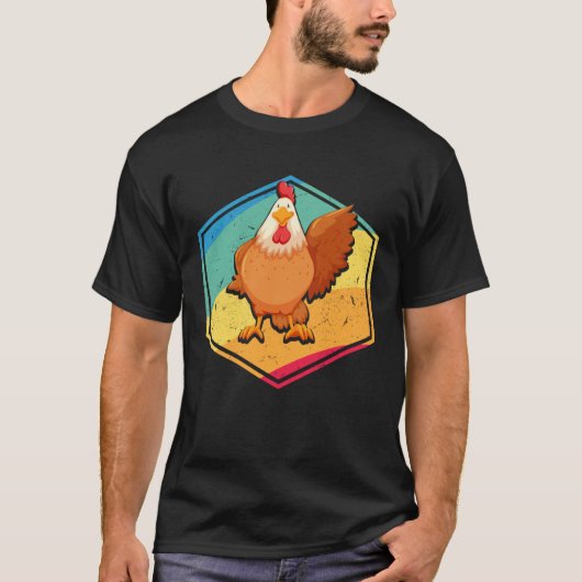 レトロスタイルのニワトリ Tシャツ (正面)