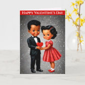 レトロスタイルのバレンタインデーグリーティングカード カード (黄色い花)