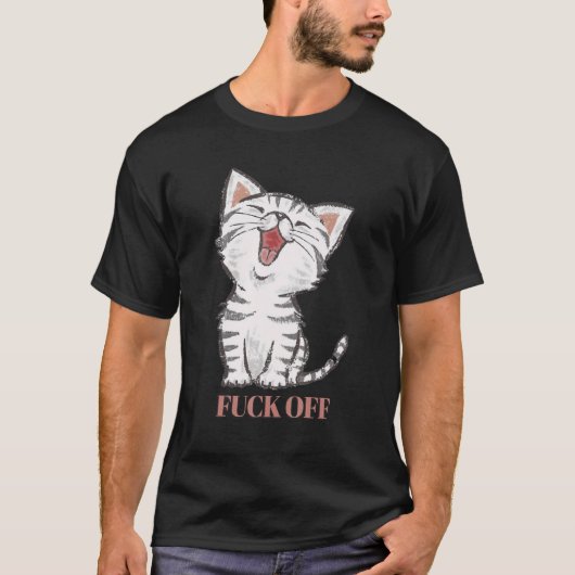 レトロスタイルのビンテージキャット Tシャツ (正面)