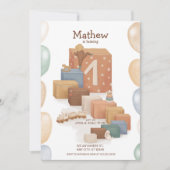 レトロスタイルのファーストバースデー・インビテーション 招待状 (正面)