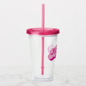 レトロスタイルのホットピンク ブライド バチェロレッテパーティー アクリルタンブラー (右)