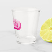 レトロスタイルのホットピンク ブライド ブラチェロレッテパーティー ショットグラス (右)