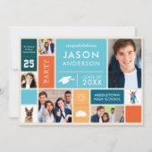 レトロスタイルの卒業パーティー 招待状 (正面)