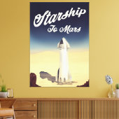 レトロスタイルの宇宙旅行：火星への宇宙船 キャンバスプリント (インサイチュ (リビング))