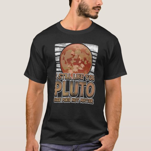 レトロスタイルの宇宙科学 あなたが好きな冥王星W Tシャツ (正面)