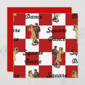 レトロスタイルの招待状 赤と白のチェック柄 スクエアダンス 招待状 (正面/裏面)