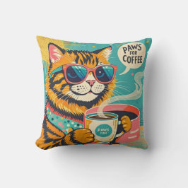 レトロスタイルの漫画の猫が大きすぎるサングラスを着ている クッション