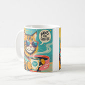 レトロスタイルの漫画の猫が大きすぎるサングラスを着ている コーヒーマグカップ (正面左)
