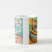 レトロスタイルの漫画の猫が大きすぎるサングラスを着ている コーヒーマグカップ (中央)