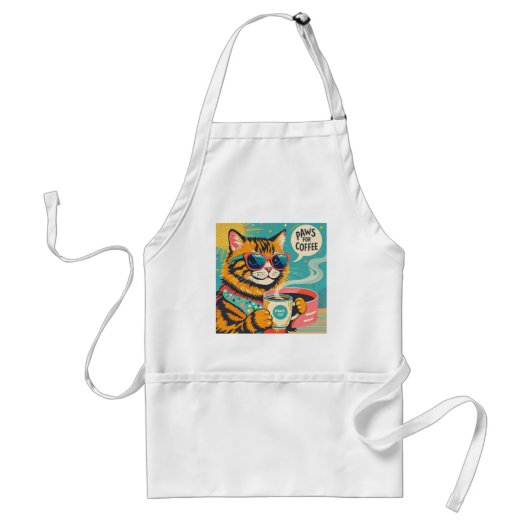 レトロスタイルの漫画の猫が大きすぎるサングラスを着ている スタンダードエプロン (正面)