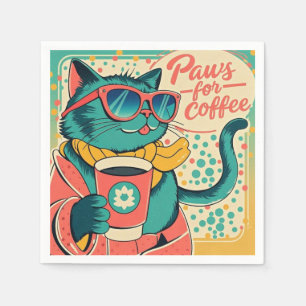 レトロスタイルの漫画の猫が大きすぎるサングラスを着ている スタンダードカクテルナプキン