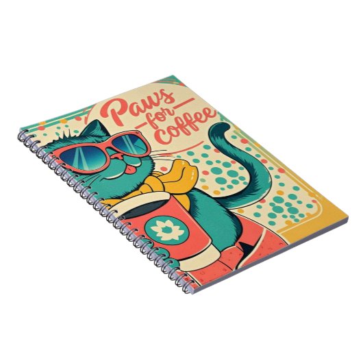 レトロスタイルの漫画の猫が大きすぎるサングラスを着ている ノートブック (右側)