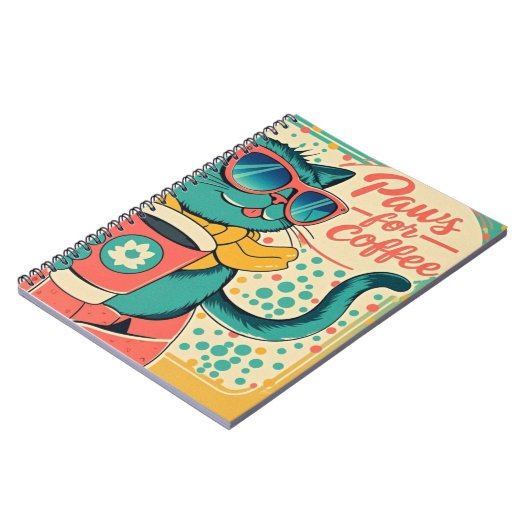 レトロスタイルの漫画の猫が大きすぎるサングラスを着ている ノートブック (左側)