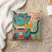 レトロスタイルの漫画の猫が巨大なサングラスをかけている クッション (ブランケット)