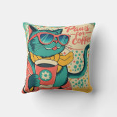 レトロスタイルの漫画の猫が巨大なサングラスをかけている クッション (裏面)