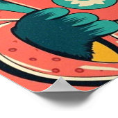 レトロスタイルの漫画の猫が巨大なサングラスをかけている ポスター (角)