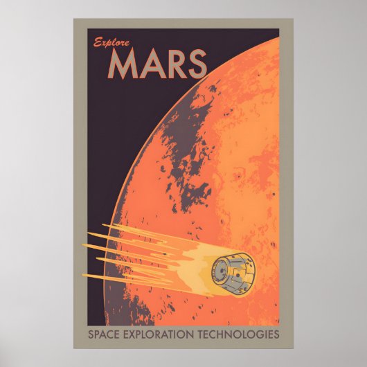レトロスタイルの火星探査 NASA ポスター (正面)
