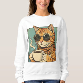 レトロスタイルの猫デザインがかっこいい猫好きのためのコーヒーグッズ スウェットシャツ