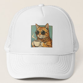 レトロスタイルの猫デザインがかわいい猫好きのためのコーヒーグッズ キャップ