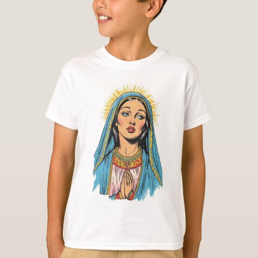 レトロスタイルの聖母マリア子供用Tシャツ Tシャツ (正面)
