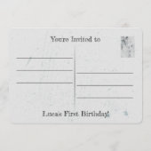 レトロスタイルの自動車のお誕生日会、ベイビーシャワーのご招待 招待状 (裏面)