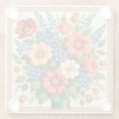 レトロスタイルの花束 | ガラスコースター (裏面)