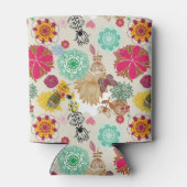 レトロスタイルの花柄 缶クーラー (裏面)