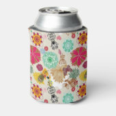 レトロスタイルの花柄 缶クーラー (缶裏面)