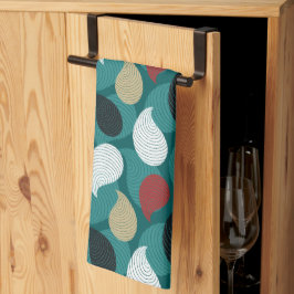 レトロスタイルの魅力的な色の渦 キッチンタオル