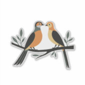 レトロスタイルの2羽のキジバトのカットアウトステンシル 4 シール (正面)