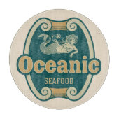 レトロスタイルを作られた人魚のシーフードのラベル カッティングボード (正面)