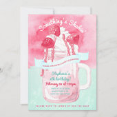 レトロスタイルアイスクリームパーティー、誕生日 招待状 (正面)