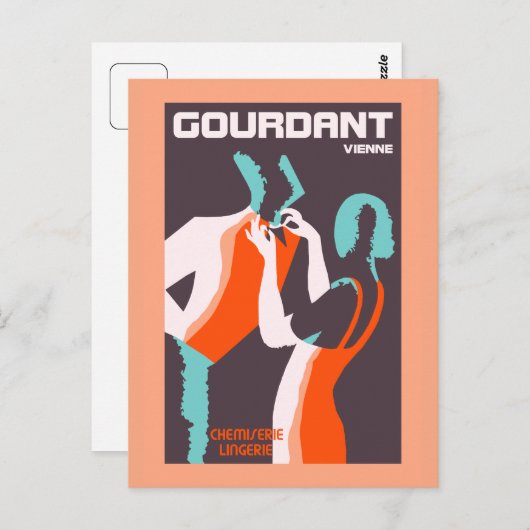 レトロスタイルアールデコフランスのファッションad ポストカード (正面/裏面)