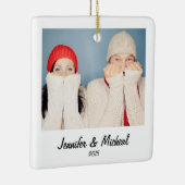 レトロスタイルインスタントフォトクリスマス セラミックオーナメント (右)