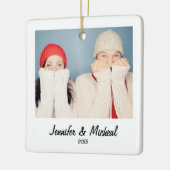 レトロスタイルインスタントフォトクリスマス セラミックオーナメント (左)