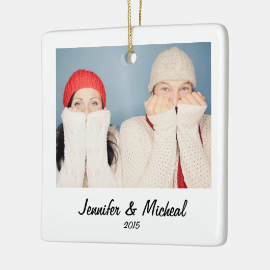 レトロスタイルインスタントフォトクリスマス セラミックオーナメント (左)