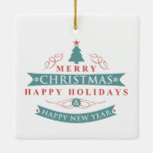 レトロスタイルインスタントフォトクリスマス セラミックオーナメント (裏面)