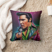 レトロスタイルエルヴィスプレリーポップ・アートのアートスキャッタクッション クッション (ブランケット)