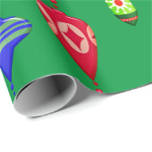 レトロスタイルオーナメントパターンクリスマス ラッピングペーパー (ロールコーナー)