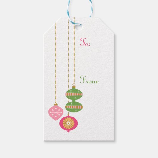 レトロスタイルオーナメント – ピンク ギフトタグ (正面)