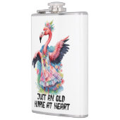レトロスタイルオールドヒッパイアットハート踊りフラミンゴ フラスク (左)