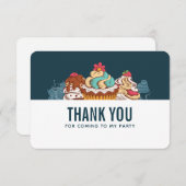 レトロスタイルカップケーキスイートトリートサンキューサンキュー サンキューカード (正面/裏面)