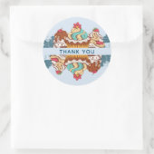 レトロスタイルカップケーキ甘いデザートサンキュー ラウンドシール (バッグ)