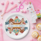 レトロスタイルカップケーキ甘いデザート1st誕生日 ペーパープレート (パーティー)