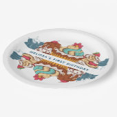 レトロスタイルカップケーキ甘いデザート1st誕生日 ペーパープレート (アングル)