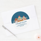 レトロスタイルカップケーズスイートデザートビジネス ラウンドシール (封筒)