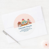 レトロスタイルカップケーズスイートデザートビジネス ラウンドシール (封筒)